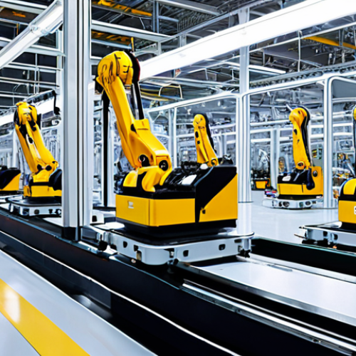 Home 8 **Prompt 1: Factory Floor Transformation**
"A wide-angle shot of a futuristic, pristine electric vehicle (EV) assembly line. Large, highly precise robotic arms are meticulously lifting and integrating a massive battery pack into an EV chassis. The factory floor is exceptionally clean and brightly lit, reflecting an emphasis on precision and advanced software integration. In the soft background, subtly visible, an older, empty production line for internal combustion engines stands as a symbolic contrast, highlighting the industrial shift. The scene emphasizes automation, scale, and high-tech efficiency in a quiet, modern manufacturing environment. Style: industrial realism, high detail, clean aesthetics."